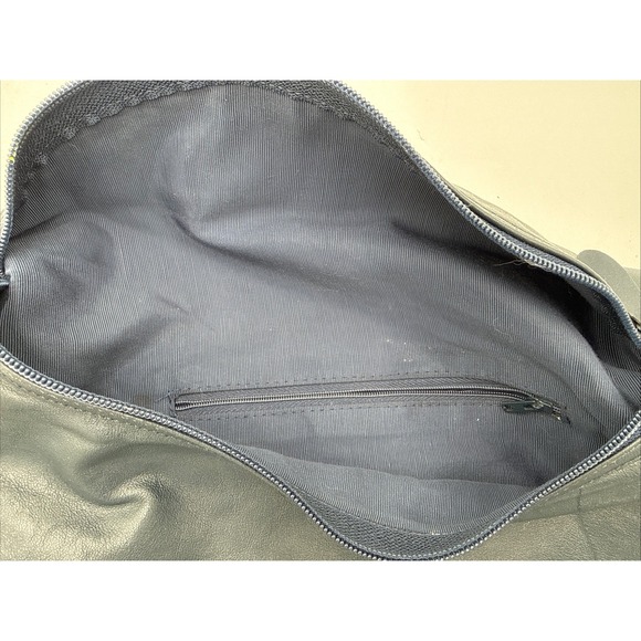 Vintage Italian Borelli Bags Shoulder bag Midnight Blue Leather Boho Purse - Picture 9 of 12